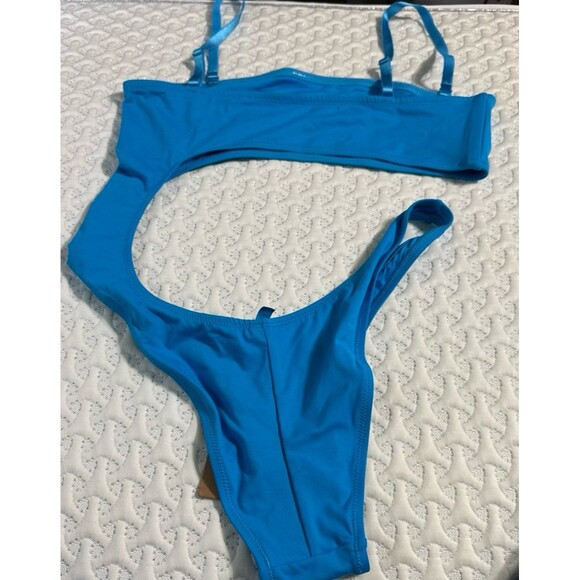SKIMS Strapless Monokini Swimsuit Turquoise Blue  NWT - Picture 8 of 9